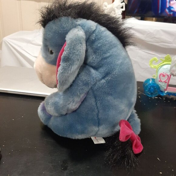 Disney Store Eeyore Plush Stuffed Animal Toy Blue 10" With Pink Bow On Tail - Picture 2 of 5